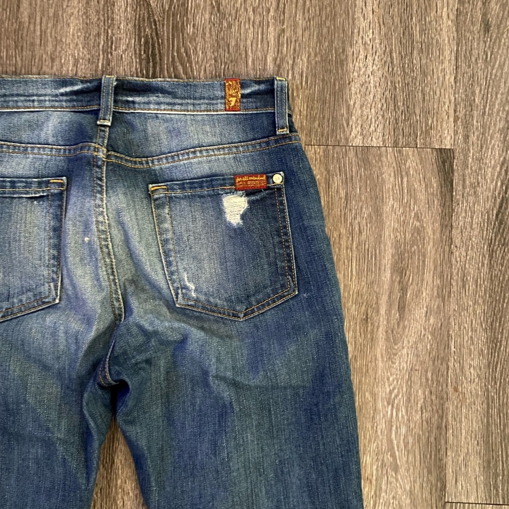 7 For All Mankind Relaxed Skinny Medium Wash Mid Rise Ripped Jeans Size 25” - Picture 7 of 12